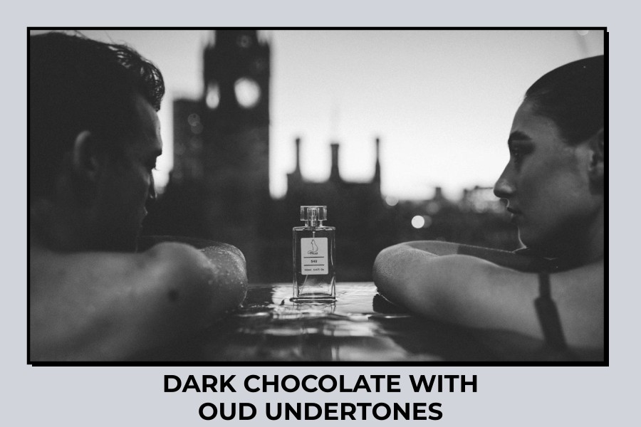dark chocolate with oud undertones